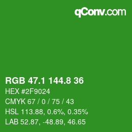 カラーコード: RGB 47.1 144.8 36 | qconv.com