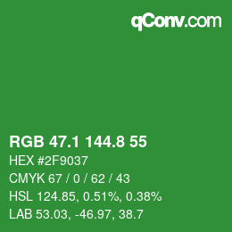 カラーコード: RGB 47.1 144.8 55 | qconv.com