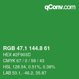 カラーコード: RGB 47.1 144.8 61 | qconv.com