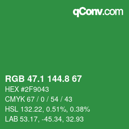 カラーコード: RGB 47.1 144.8 67 | qconv.com