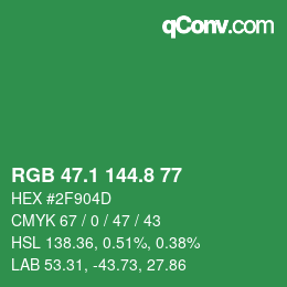 カラーコード: RGB 47.1 144.8 77 | qconv.com