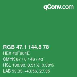 カラーコード: RGB 47.1 144.8 78 | qconv.com