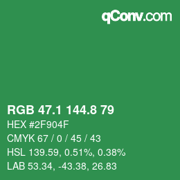 カラーコード: RGB 47.1 144.8 79 | qconv.com
