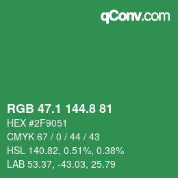 カラーコード: RGB 47.1 144.8 81 | qconv.com