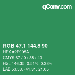 カラーコード: RGB 47.1 144.8 90 | qconv.com