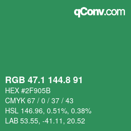 カラーコード: RGB 47.1 144.8 91 | qconv.com