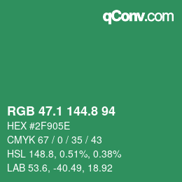 カラーコード: RGB 47.1 144.8 94 | qconv.com