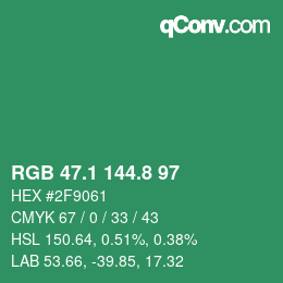 カラーコード: RGB 47.1 144.8 97 | qconv.com