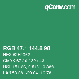 カラーコード: RGB 47.1 144.8 98 | qconv.com