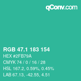 カラーコード: RGB 47.1 183 154 | qconv.com