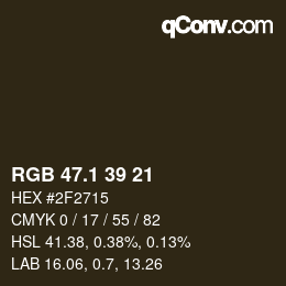 カラーコード: RGB 47.1 39 21 | qconv.com