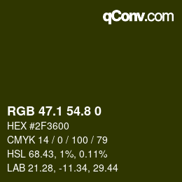 Color code: RGB 47.1 54.8 0 | qconv.com
