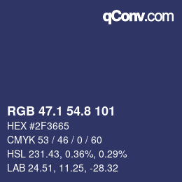 Color code: RGB 47.1 54.8 101 | qconv.com