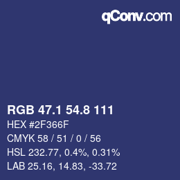 Color code: RGB 47.1 54.8 111 | qconv.com