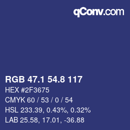 Farbcode: RGB 47.1 54.8 117 | qconv.com