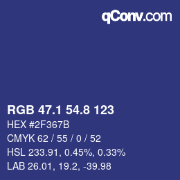Color code: RGB 47.1 54.8 123 | qconv.com