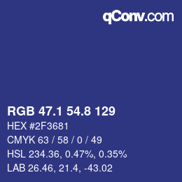 カラーコード: RGB 47.1 54.8 129 | qconv.com