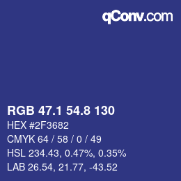 カラーコード: RGB 47.1 54.8 130 | qconv.com
