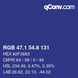 カラーコード: RGB 47.1 54.8 131 | qconv.com