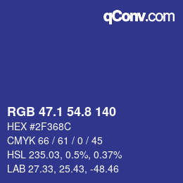 カラーコード: RGB 47.1 54.8 140 | qconv.com