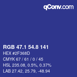 カラーコード: RGB 47.1 54.8 141 | qconv.com