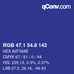 カラーコード: RGB 47.1 54.8 142 | qconv.com