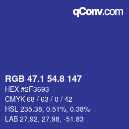 カラーコード: RGB 47.1 54.8 147 | qconv.com