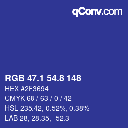 カラーコード: RGB 47.1 54.8 148 | qconv.com