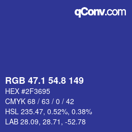 カラーコード: RGB 47.1 54.8 149 | qconv.com