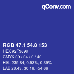 カラーコード: RGB 47.1 54.8 153 | qconv.com
