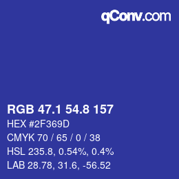 カラーコード: RGB 47.1 54.8 157 | qconv.com