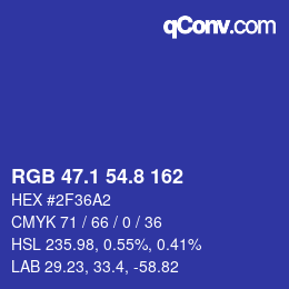カラーコード: RGB 47.1 54.8 162 | qconv.com