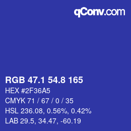 カラーコード: RGB 47.1 54.8 165 | qconv.com