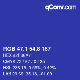 カラーコード: RGB 47.1 54.8 167 | qconv.com