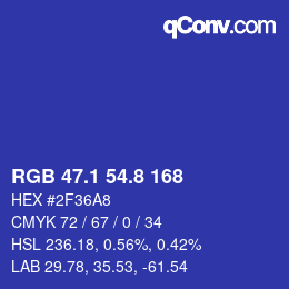 カラーコード: RGB 47.1 54.8 168 | qconv.com