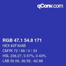 カラーコード: RGB 47.1 54.8 171 | qconv.com