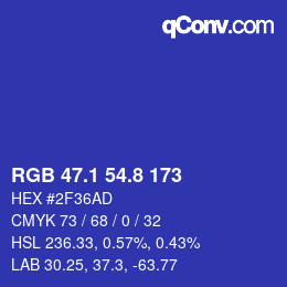 カラーコード: RGB 47.1 54.8 173 | qconv.com