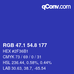 カラーコード: RGB 47.1 54.8 177 | qconv.com