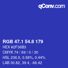 カラーコード: RGB 47.1 54.8 179 | qconv.com