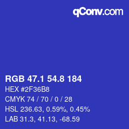 カラーコード: RGB 47.1 54.8 184 | qconv.com