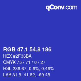 カラーコード: RGB 47.1 54.8 186 | qconv.com