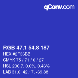 カラーコード: RGB 47.1 54.8 187 | qconv.com