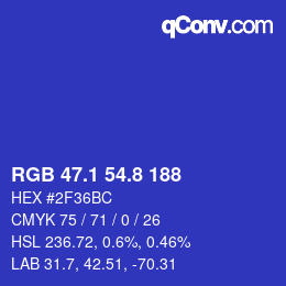 カラーコード: RGB 47.1 54.8 188 | qconv.com