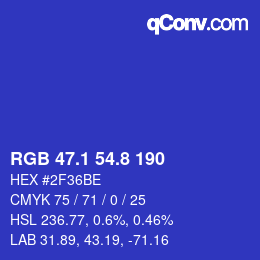 カラーコード: RGB 47.1 54.8 190 | qconv.com