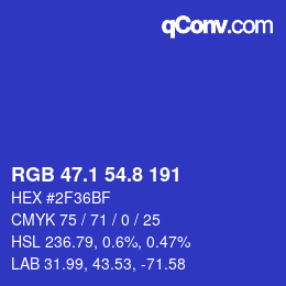 カラーコード: RGB 47.1 54.8 191 | qconv.com