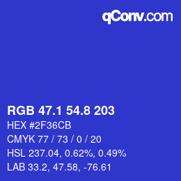 カラーコード: RGB 47.1 54.8 203 | qconv.com