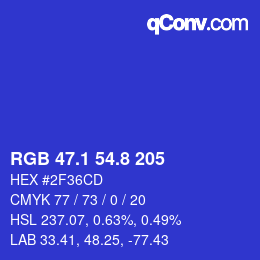 カラーコード: RGB 47.1 54.8 205 | qconv.com