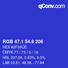 カラーコード: RGB 47.1 54.8 206 | qconv.com