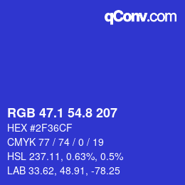 カラーコード: RGB 47.1 54.8 207 | qconv.com