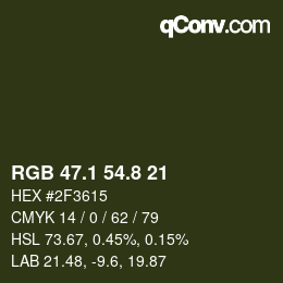 Color code: RGB 47.1 54.8 21 | qconv.com